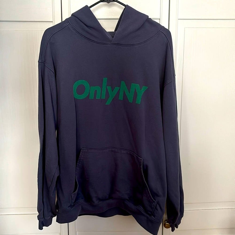 Only NY Script Logo Hoodie in Gray/ Blue size Medium